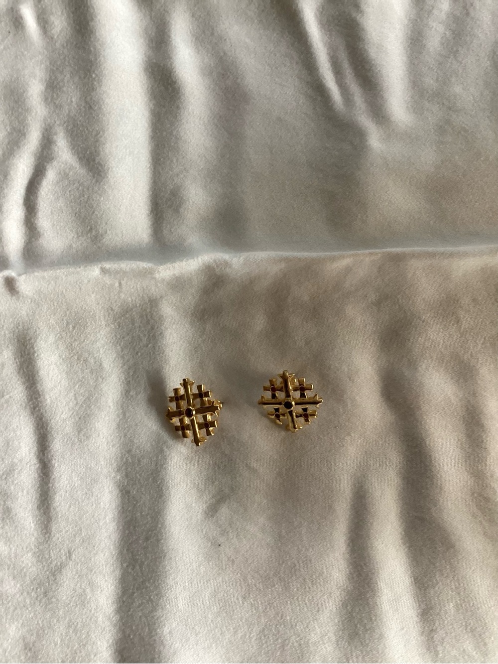 Gold Tone Crosshatch Stud Earrings - Women's Jewelry